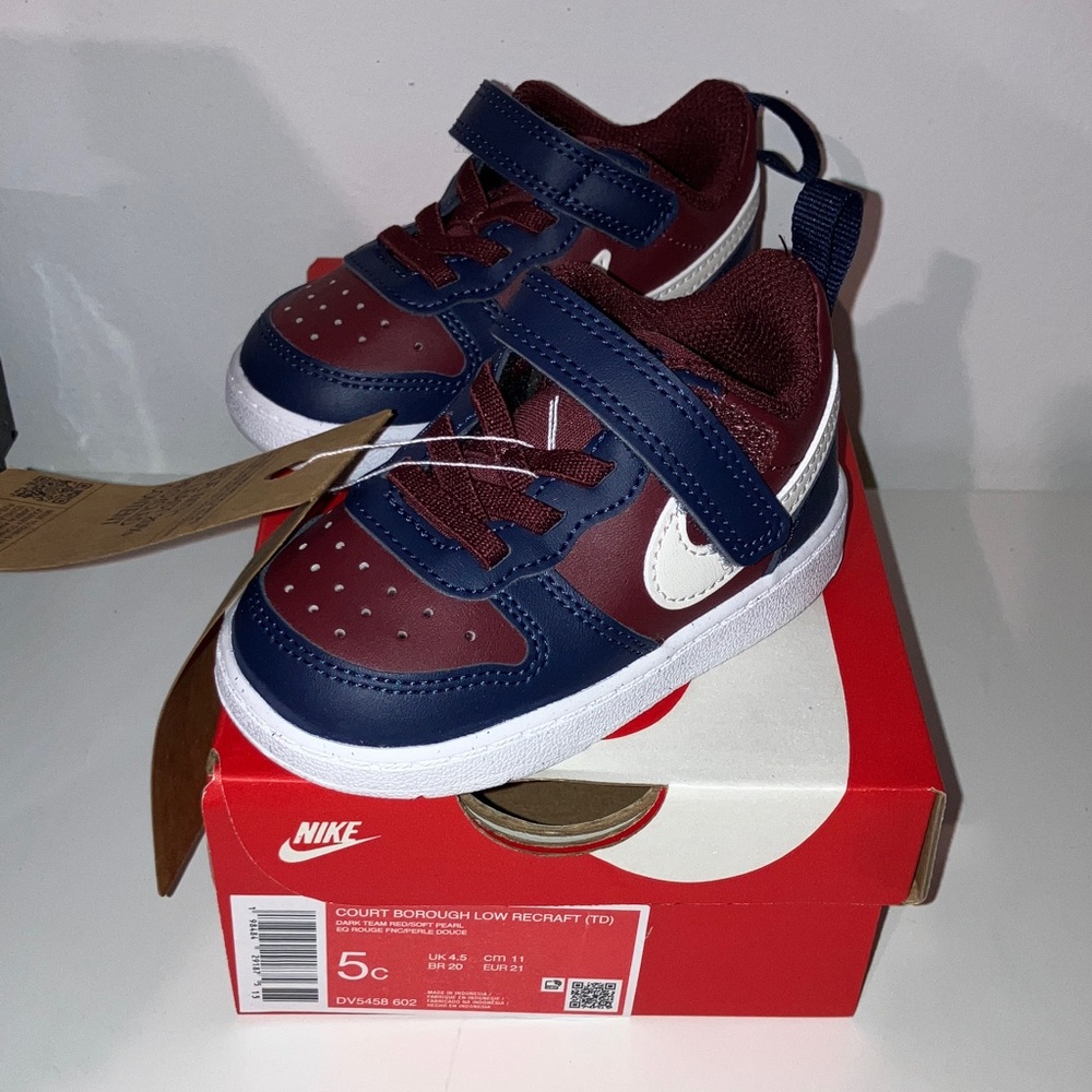 Nike Kids Court Borough Low Maroon and Navy Sneakers